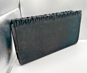 Ruffled Black Evening Bag Clutch Made in Spain Exclusively for Macys Associates